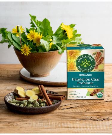 Traditional Medicinals Organic Dandelion Chai Probiotic Tea - 16 Count Pack - Buy Online on SooperMarket.com
