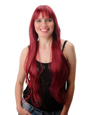 WIG ME UP - GFW104-39 Ladies wig quality wig extremely long straight cheeky fringe red garnet 75 cm