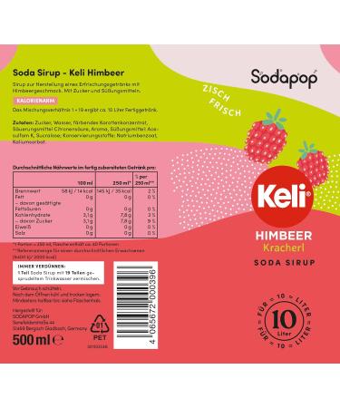 Buy Sodapop Keli Raspberry Syrup - 500ml for 10L Ready-to-Drink Beverage | Quick & Easy Preparation - International Shipping Available! - Buy Online on SooperMarket.com