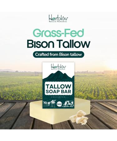 Beef Tallow Soap Bar | All Natural Grass Fed Unscented | Moisturizing for Eczema & Sensitive Skin | Handcrafted in USA - Buy Online on SooperMarket.com