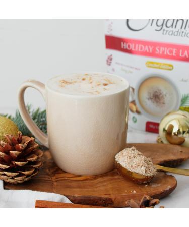 Organic Traditions Holiday Spice Instant Latte Limited Edition Seasonal Flavour Superfood Caffeine Free Dairy Free Drink Mix for Hot and Iced Latte Drink 150g/5.3oz Bag - Buy Online on SooperMarket.com