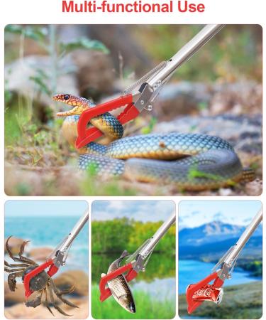 ZOTO 47" Snake Grabber Tool Collapsible Snake Catcher Tongs Professional Reptile Grabber Rattle Wide Jaw Handling Tool with Lock for Rattlesnake Red - Buy Online on SooperMarket.com