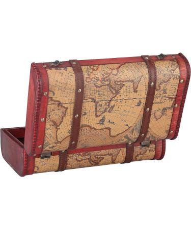 Vintage Composite Wood Portable Suitcase with Map Pattern - Stylish Storage Chest for International Shipping - Buy Online on SooperMarket.com