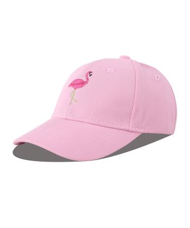 LANGZHEN 100% Cotton Outdoor Children's Kids Plain Baseball Cap Hat Adjustable Sun Hat for Girls Boys S Pink flamingos