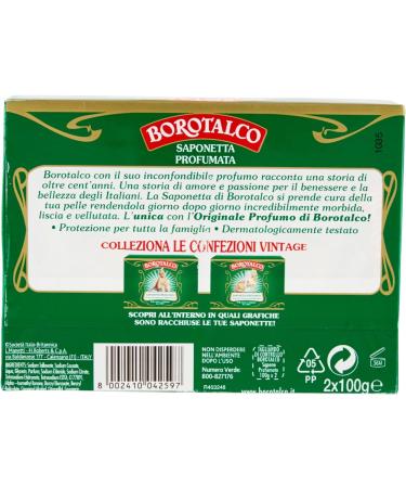 Borotalco Solid Soap Scented Solid Soap with Borotalcum Fragrance - Ideal for the Hygiene of your Hands for smooth and velvety skin - Two 100g Soaps - Buy Online on SooperMarket.com