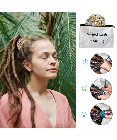 Spiral Lock Hair Tie Dreadlock Accessories for Women and Men - Colorful Iron Wire Ponytail Holders for Long Dreads and Thick Curly Hair - Includes Bag (Colored Fragmentary Flower) - Buy Online on SooperMarket.com