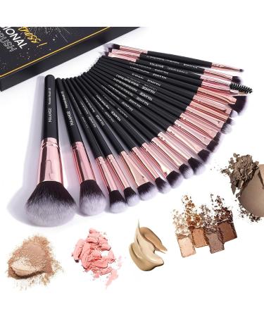 20-Piece Professional Makeup Brush Set | Travel Kabuki & Eyeshadow Brushes in Gift Box - Best for Makeup Lovers - Buy Online on SooperMarket.com