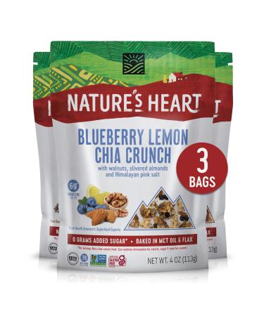 Nature’s Heart  Healthy Mixed Nuts Snack  Keto Gluten Free Vegan Low Carb Paleo  Ethically Sourced  Blueberry Lemon Chia Crunch (Pack of 3)