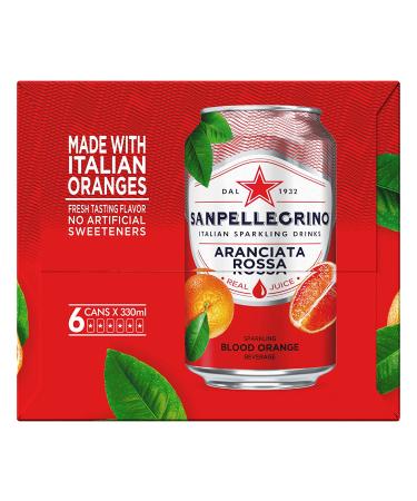 Sanpellegrino Blood Orange Sparkling Fruit Beverage Cans 11.15 Fl Oz (Pack of 6) - Refreshing Italian Soda - Buy Online on SooperMarket.com