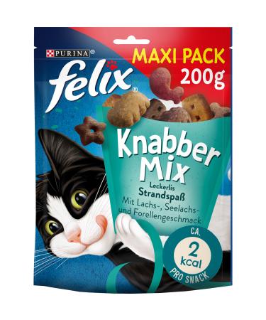 FELIX KnabberMix Beach Fun Cat Snack Crunchy Treat with Fish Flavour Pack of 5 (5 x 200g)