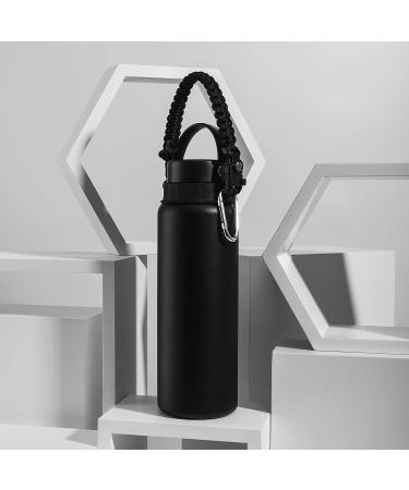 QeeCord 2.0 Paracord Handle for Hydroflask 2.0 - Wide & Standard Mouth | Strap Carrier with Safety Ring Holder | Fits 12oz-64oz Bottles | Black - Buy Online on SooperMarket.com