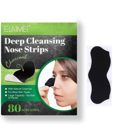 Pore Strips(80pcs) Natural Charcoal Blackhead Strips for All Skin Type Nose Strips for Blackheads Charcoal Pore Cleansing Strips Black Heads Strip Nose Blackhead Remover Strip Blackhead Remover for Face 80pcs pore blackh...