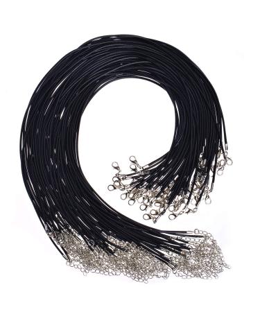 PAXCOO 4336827944 100Pcs Black Waxed Cord with Clasp Bulk for Bracelet Necklace and Jewelry Making (20 Inches)