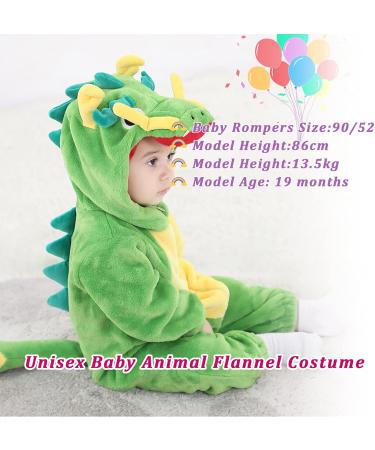 Doladola Unisex Baby Dragon Romper | Hooded Cartoon Animal Jumpsuit for Infants 0-3 Months - Buy Online on SooperMarket.com