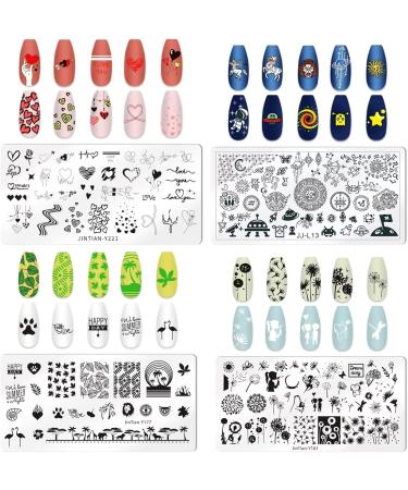 RUNRAYAY 6Pcs Ocean Animal Flower Stamping Plate Collection for Halloween & Christmas Nail Art - Buy Online on SooperMarket.com