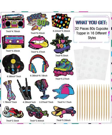 32-Piece Roller Skate Cake Topper Set - 90s Style | Birthday Party Decorations for Adults | DIY Cupcake Toppers by Totally Party Supplies - Buy Online on SooperMarket.com