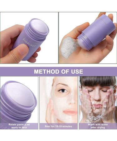 2PCs Green Tea Clay Mask Stick - Oil Control Acne Clearing & Blackhead Remover - Moisturizing Green Tea + Aubergine Formula for Flawless Skin - Buy Online on SooperMarket.com
