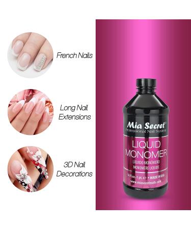 Mia Secret 16 oz Liquid Monomer - Professional EMA Acrylic Nail Liquid for Acrylic Powder - Clear Nail Monomer Liquid - Buy Online on SooperMarket.com