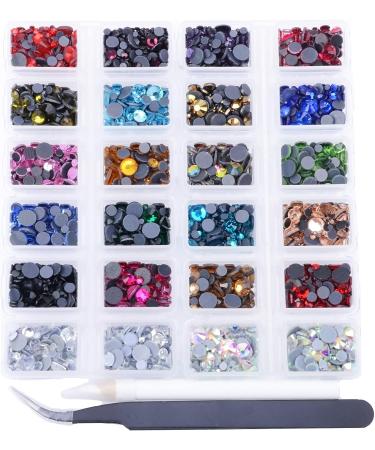6800+PCS Mixed Sizes Hotfix Rhinestones Crystal Kit for DIY Shoes, Clothes & Bags - Includes Tweezers and Picking Pen - 22 Colors Available - Buy Online on SooperMarket.com