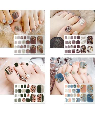 JSRQT 12 Sheets Toenail Polish Stickers Diamond Glitter Full Wrap Toe Nail Art Stickers Decals for Women Girls Self Adhesive Nail Stickers Manicure with Nail File Nail Stickers Strip for Feet DIY - Buy Online on SooperMarket.com