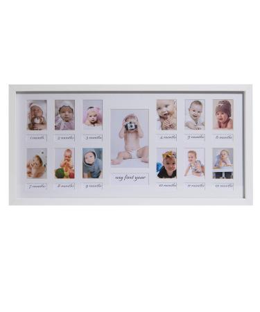 BD Art 23 x 50 cm Baby picture frame My first year picture gallery photo gallery with a passpartout and 12 photo excerpts for photos 5 x 7 cm and 1 photo 9 x 13 cm white 23 x 50 cm - baby white