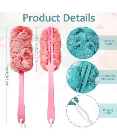12 Pcs Long Handled Shower Loofah Back Scrubber Set for Men and Women - Exfoliating and Cleaning Bath Body Brush and Sponge Poufs - Buy Online on SooperMarket.com