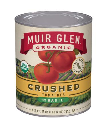Muir Glen Canned Tomatoes, Organic Crushed Tomatoes with Basil, No Sugar Added, 28 oz