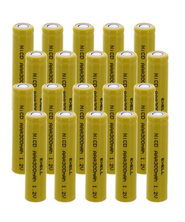 20x Exell AAA 1.2V 300mAh NiCD Flat Top Rechargeable Batteries for meters radios hybrid automobiles high power static applications (Telecoms UPS and Smart grid) radio controlled devices