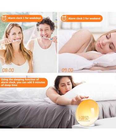 Baozily Light Alarm Clock Sunrise Sunset Simulation Double Alarms Snooze FM Radio & 11 Color Options Wake Up Naturally! - Buy Online on SooperMarket.com