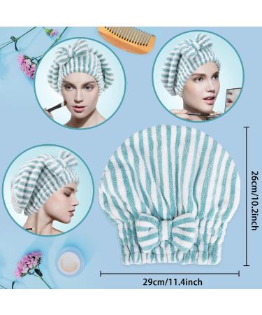 2-Pack Microfiber Hair Towel Caps with Bow-Knot for Fast Drying - Blue, Gray, and White - Soft & Absorbent Hair Drying Caps for Women - Buy Online on SooperMarket.com