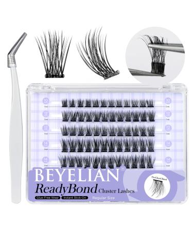 BEYELIAN Self Adhesive Lash Clusters Eyelashes D+ Curl Press-On No Glue Needed DIY Lash Extension Pre Glued Cluster Lashes Reusable No Sticky Residue Self Application at Home 10-16mm 78 Pcs (R06) R06 78 Pcs