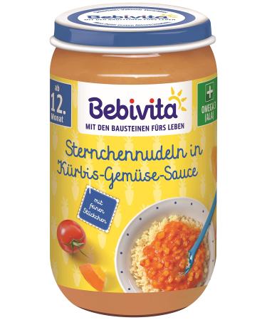 Bebivita menus from 12 months Star-shaped pasta in pumpkin-vegetable sauce