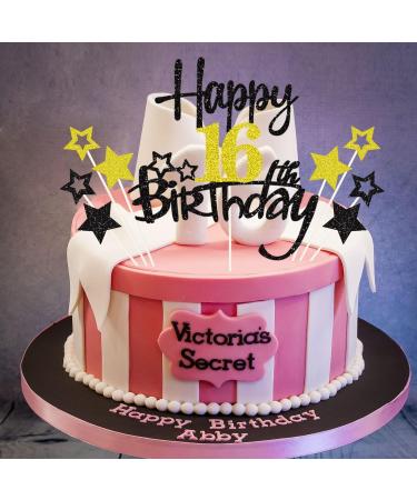 Happy 16th Birthday Cake Topper | Glitzy Sweet 16 Tortendeko for Girls & Boys | International Shipping Available - Buy Online on SooperMarket.com