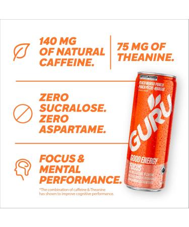 GURU Organic Energy Drink | Variety Pack 355ml | Feel Great and Stay Focused Longer with Plant-Based Energy Natural & Organic Ingredients Low Calories and Great Taste | (Pack of 24)  - Buy Online on SooperMarket.com
