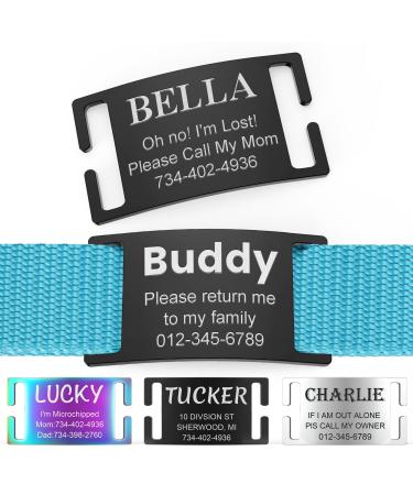 Yehanti dog brand with engraving - personalized trailer brand for dogs cats and puppies - stainless steel dog brand personalized with name telephone number and address (L black) l (for 19mm wide collar) black