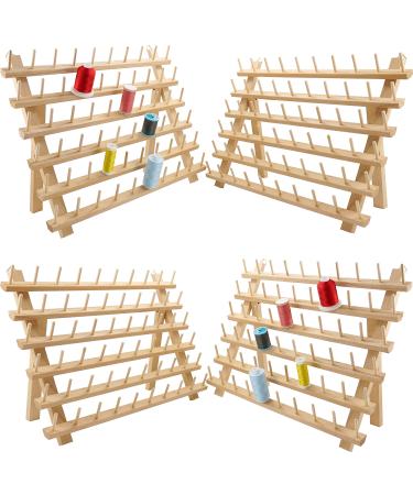 New brothread 4X60 Spools Wooden Thread Rack/Thread Holder Organizer with Hanging Hooks for Embroidery Quilting and Sewing Threads