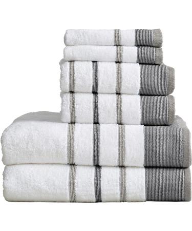 Great Bay Home, Towel, Cotton Towel, 500 GSM Includes Bath Towels, Hand Towels and Washcloths, Noelle Collection, Dark Grey/Light Grey