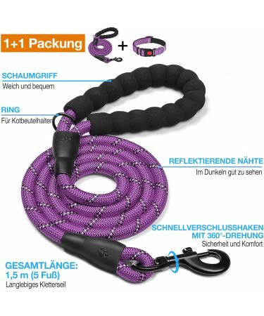 Shop Haapaw Reflective Dog Collar - Padded Neoprene & Breathable Nylon for Small Medium & Large Dogs - Purple (M 1 Pack) | International Shipping Available - Buy Online on SooperMarket.com