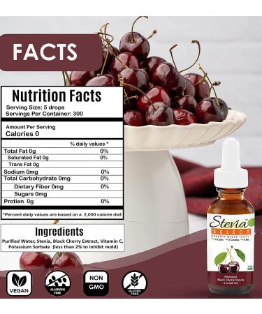 Stevia Select Liquid Stevia Drops - Keto Friendly Liquid Stevia Sweetener | Black Cherry Stevia Drops | Zero Calorie Sweetener Sugar Substitutes Extracted from Sweet Leaf | Black Cherry Extract 2 Oz. - Buy Online on SooperMarket.com