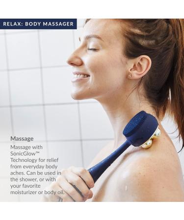 PMD Clean Body - Smart Waterproof Cleaning Device with Silicone Brush & Attachments | SonicGlow Vibration for Cleansing Peeling & Massaging - Navy - Buy Online on SooperMarket.com