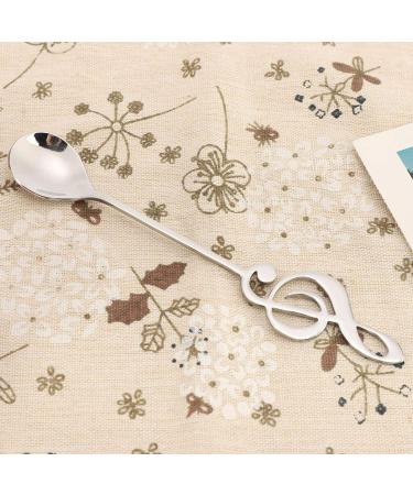 Stirring Spoon Stainless Steel Dessert Spoon Musical Note Coffee Drinking Stirring Spoons 15.5 * 2.5cm(Silver) - Buy Online on SooperMarket.com