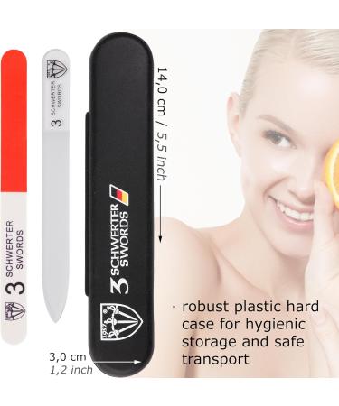 3 Swords Germany Double Sided Glass Nail Files for Natural and Artificial Nails with Nail Buffer and Black Plastic case 1 Glass Nail File (With Buffer) - Buy Online on SooperMarket.com