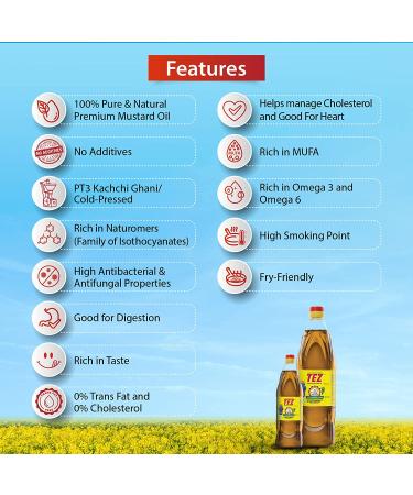 Tez Mustard Oil - 16 fl oz | Pure & Natural Cooking Oil - Buy Online on SooperMarket.com