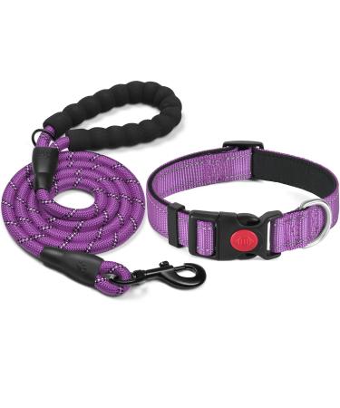 Haapaw Reflecting dog collar padded with soft neoprene breathable nylon dog collar for small medium -sized dogs XS (1 Pack) purple