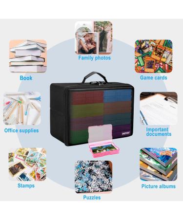 ENGPOW Fireproof Photo Storage Box with 16 Inner Cases - Portable Organizer with Lock for Photos - Collapsible & Multi-Colored - Includes 16 Colored 4 x 6 Photo Cases - Buy Online on SooperMarket.com