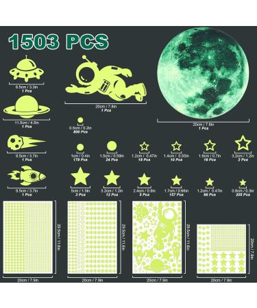1503pcs Green Glow in The Dark Stars Wall Stickers | Realistic 3D Luminous Stars for Ceiling and Walls | DIY Adhesive Stickers for Baby Bedroom Decoration - Buy Online on SooperMarket.com