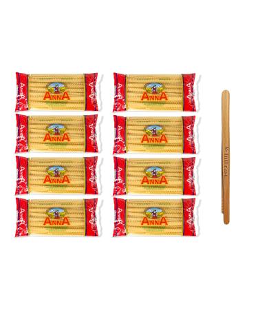 Anna Mafaldine Pasta/Mafalda Pasta No.16 1 pound- Italian Pasta Noodles Non-GMO Certified Kosher 100% Durum Wheat Semolina (Pack of 8) with 1 Piece IntFeast Bamboo Kitchen Tong 9 Piece Set