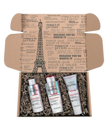 L'Or al Paris Elvital Hair Repair Routine - Shampoo Rinse & Pre-Shampoo Bond-Repair Complex 550ml - Strengthen Hair Reduce Breakage & Enhance Shine - Buy Online on SooperMarket.com