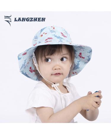 LANGZHEN Baby Girls Beach Sun Hat with Chin Strap - Light Blue XL - Buy Online on SooperMarket.com