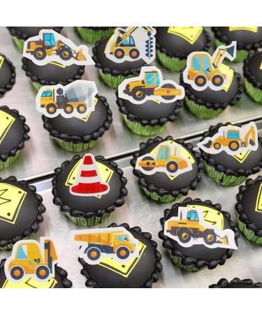 Arthsdite 64 Pcs Edible Construction Cupcake Toppers Truck Tractor Excavator Cake Decorations Stop Sign Dessert Decoration for Construction Baby Shower Birthday Party Food Decorations - Buy Online on SooperMarket.com